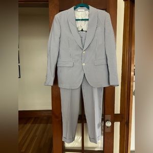 Hockerty- Faded Blue Seersucker Suit- Never Worn Before